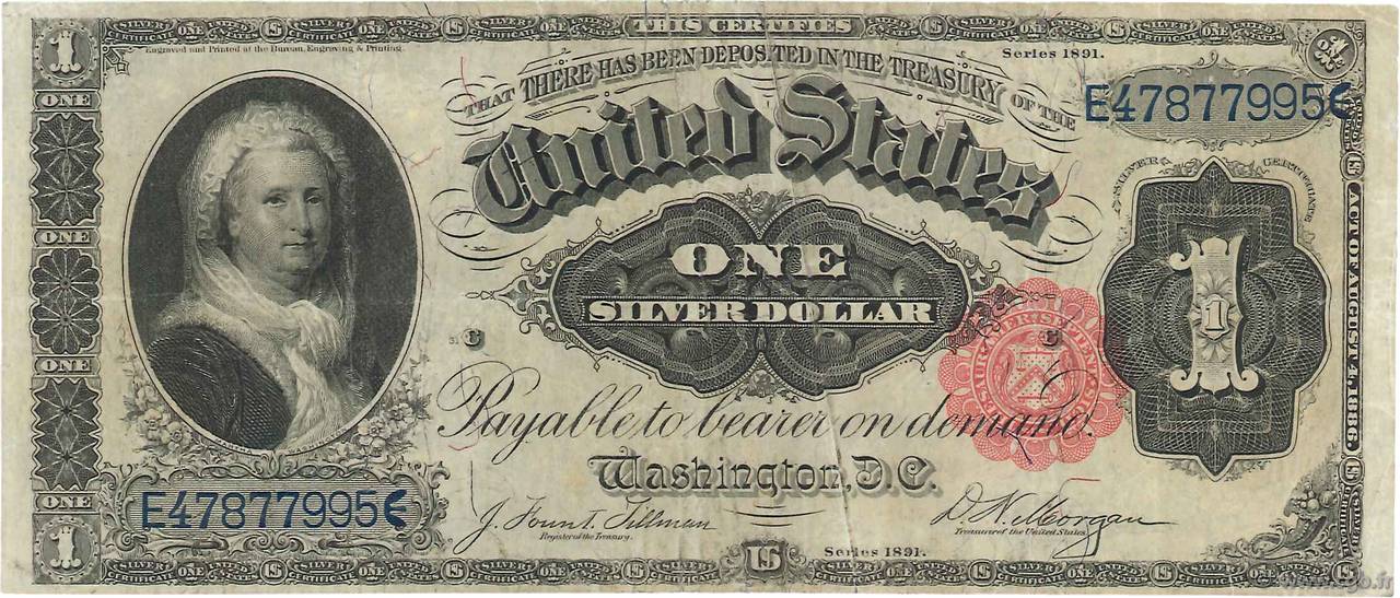 1 Dollar STATI UNITI D AMERICA  1891 P.326 q.BB