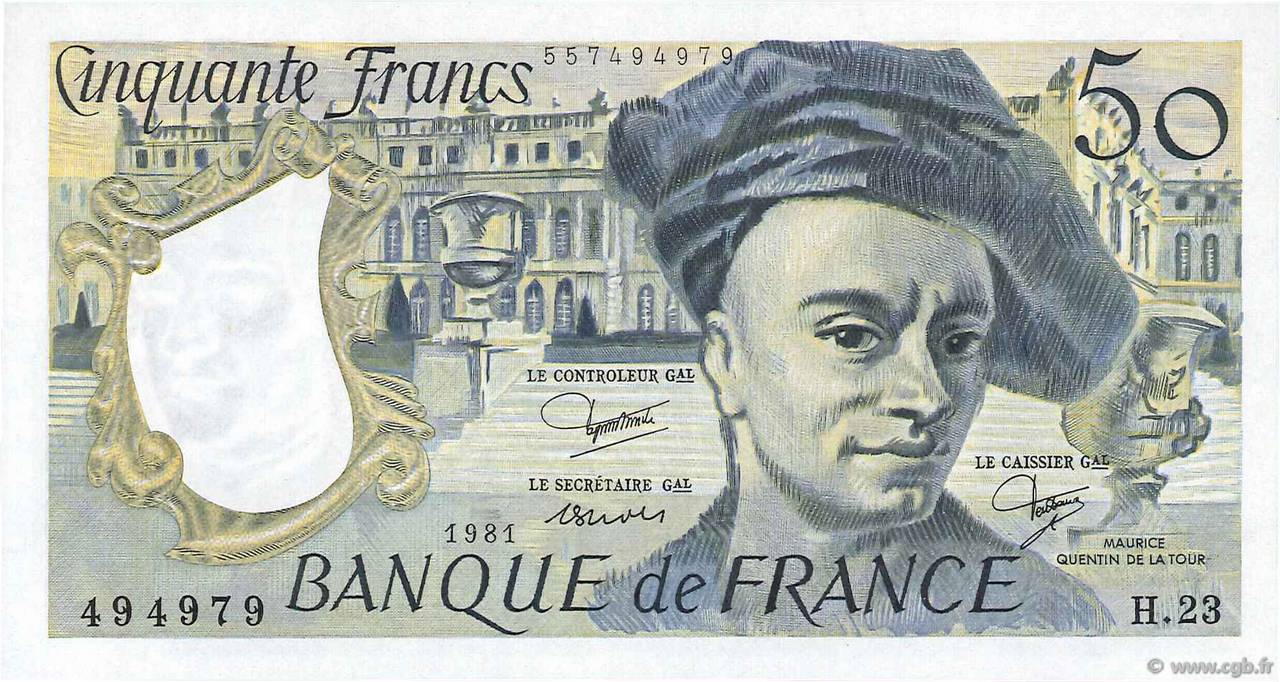 50 Francs QUENTIN DE LA TOUR FRANCIA  1981 F.67.07 FDC