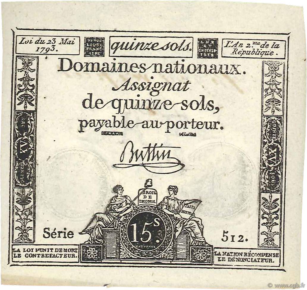 15 Sols Vérificateur FRANCIA  1793 Ass.41e AU