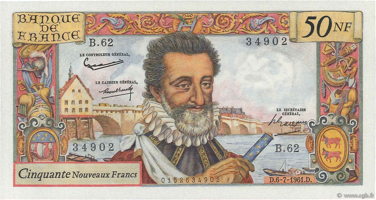 50 Nouveaux Francs HENRI IV FRANKREICH  1961 F.58.06 VZ+