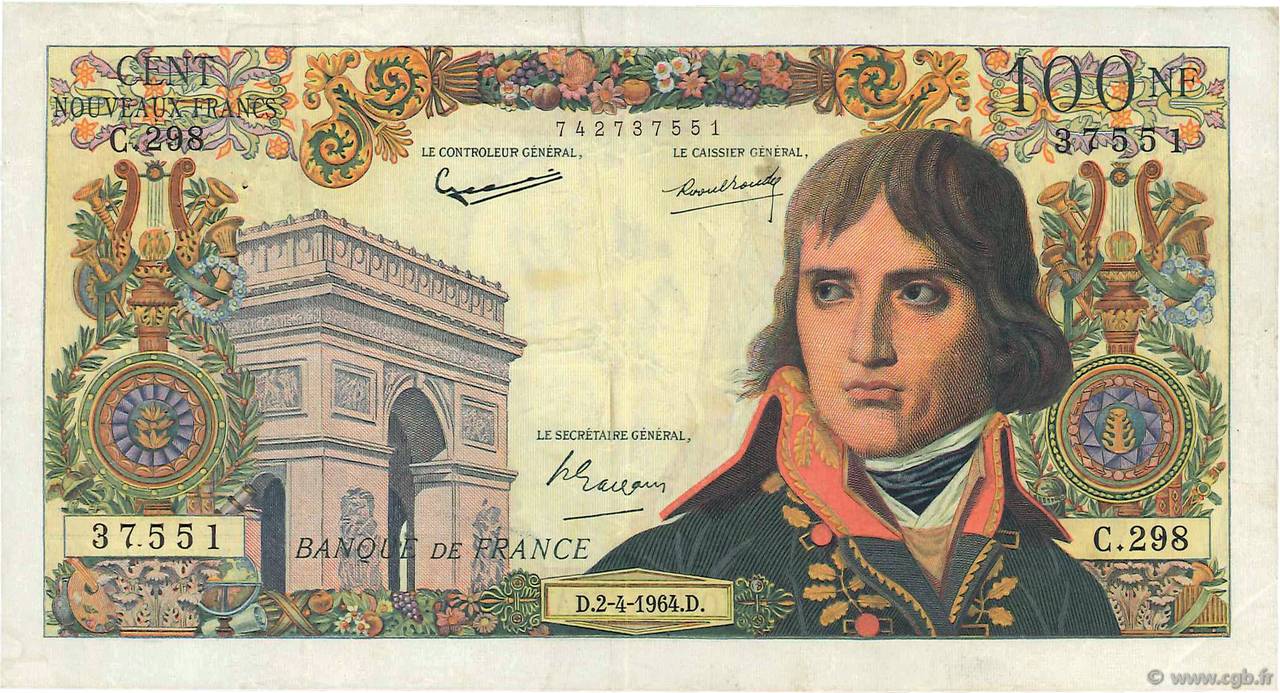 100 Nouveaux Francs BONAPARTE FRANKREICH  1964 F.59.26 SS
