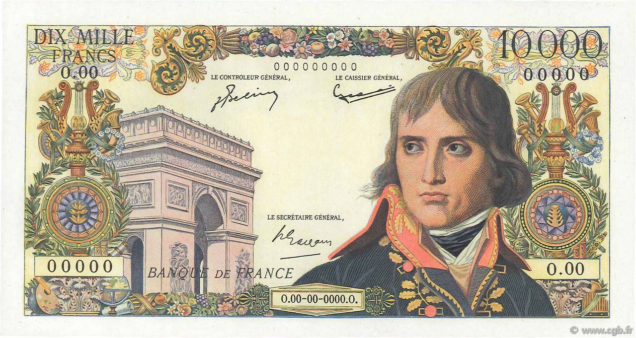 10000 Francs BONAPARTE Épreuve FRANCIA  1955 F.51.00Ed SC+