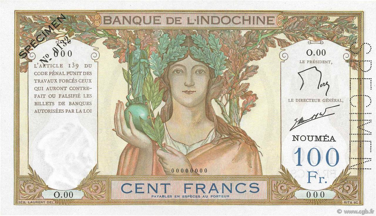 100 Francs Spécimen NOUVELLE CALÉDONIE  1963 P.42es UNC