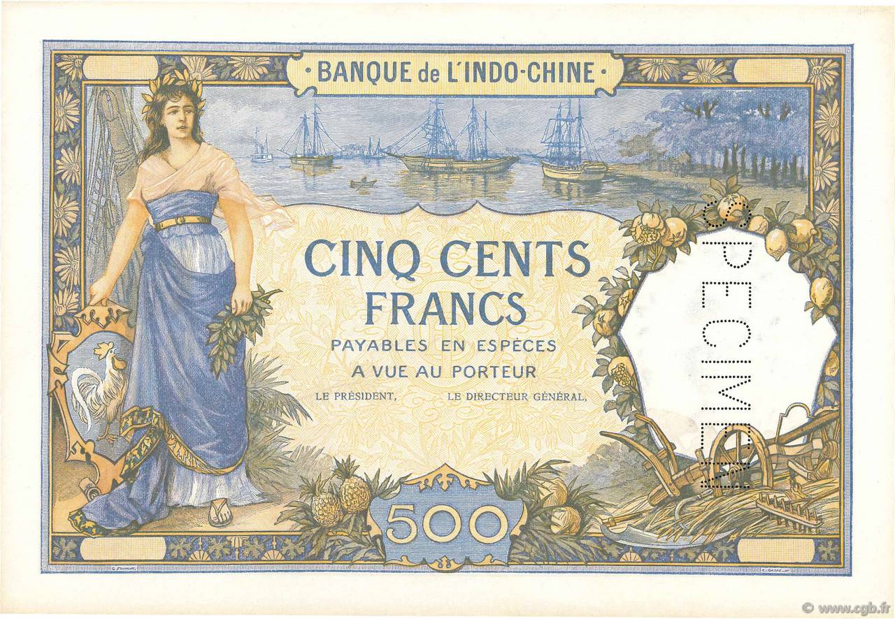 500 Francs Épreuve TAHITI  1938 P.13bs AU+