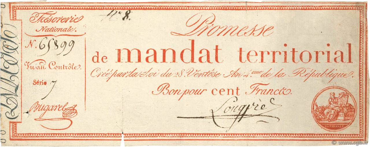 100 Francs avec série FRANCIA  1796 Ass.60b BC