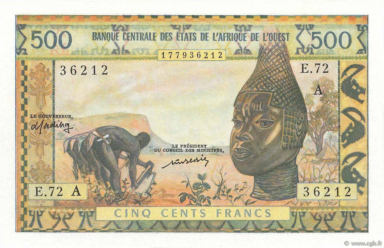 500 Francs STATI AMERICANI AFRICANI  1970 P.102Al FDC