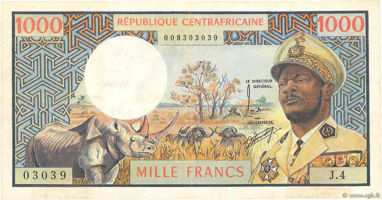 1000 Francs ZENTRALAFRIKANISCHE REPUBLIK  1974 P.02 SS