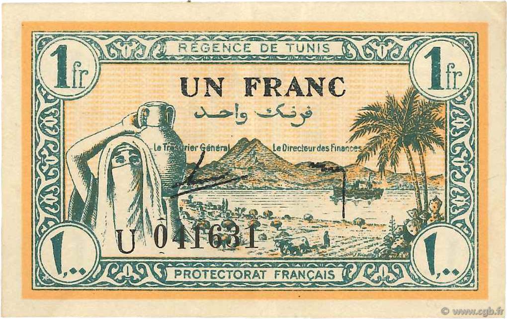 1 Franc TUNISIA  1943 P.55 XF+