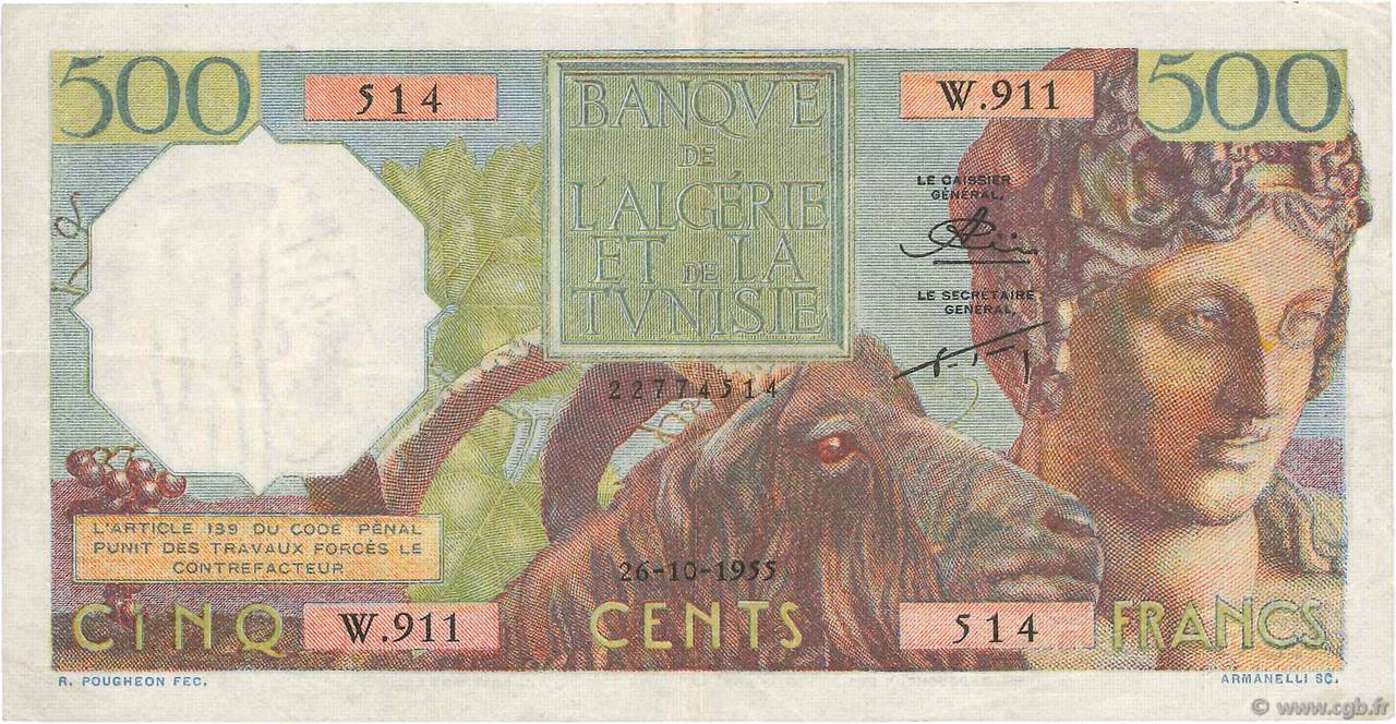 500 Francs ALGERIA  1955 P.106a VF+