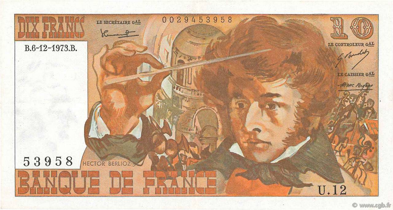 10 Francs BERLIOZ FRANCE  1973 F.63.02 SUP