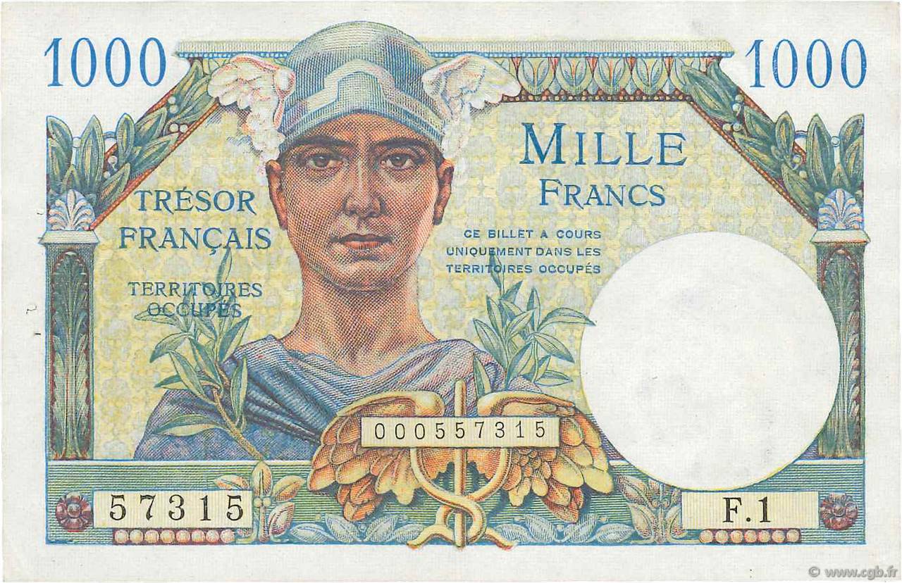 1000 Francs TRÉSOR FRANÇAIS FRANCE  1947 VF.33.01 pr.SUP