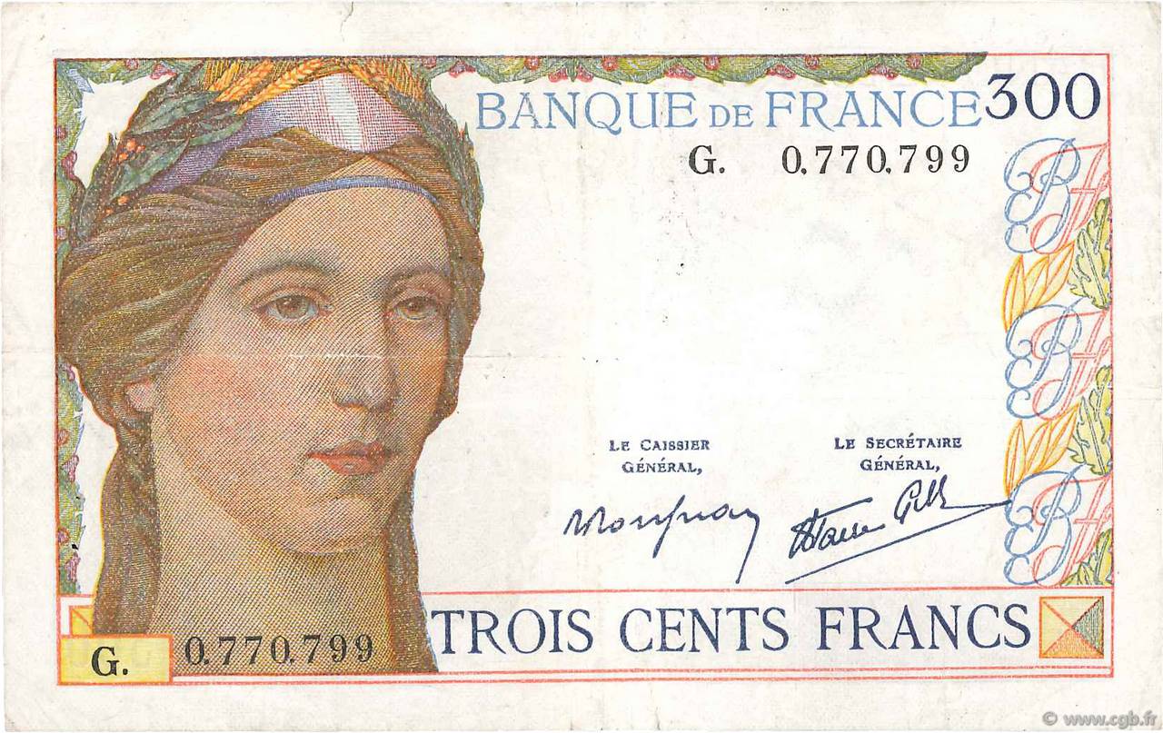 300 Francs FRANCE  1938 F.29.01 TB