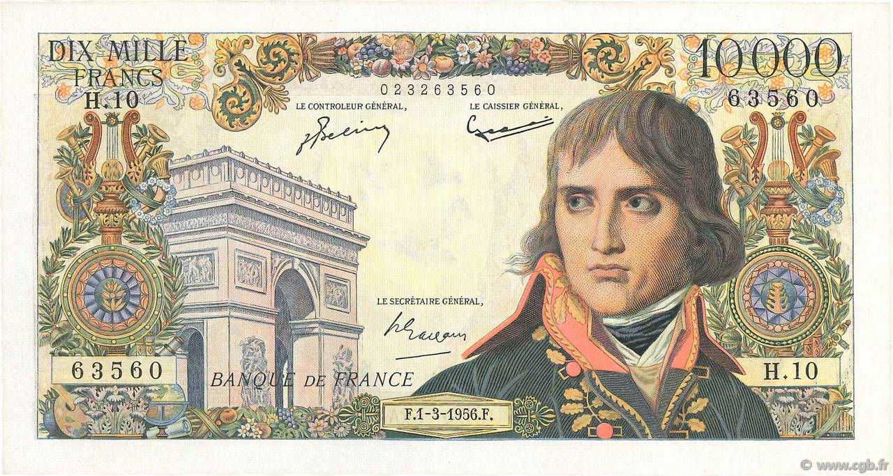 10000 Francs BONAPARTE FRANCE  1956 F.51.02 SUP