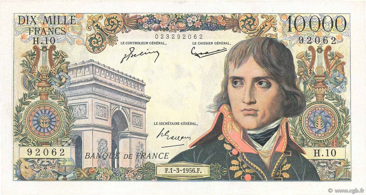 10000 Francs BONAPARTE FRANCE  1956 F.51.02 XF