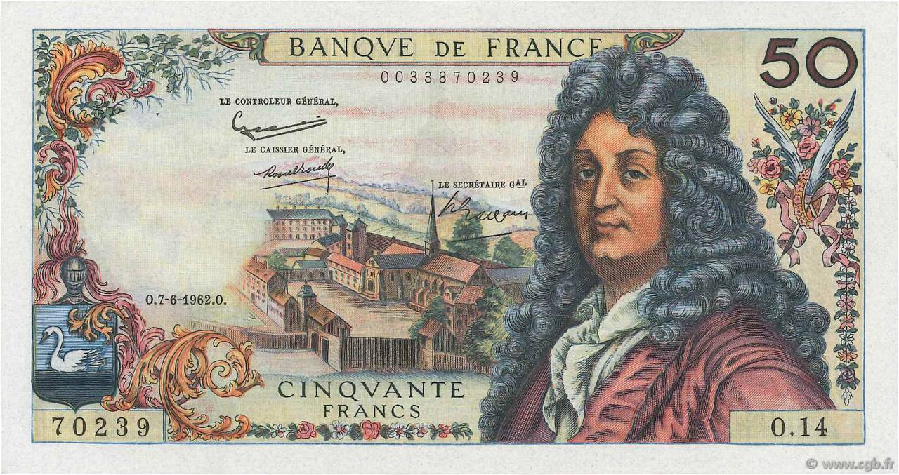 50 Francs RACINE FRANCE  1962 F.64.01 XF+