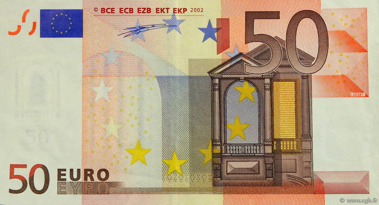 50 Euro Fauté EUROPA  2002 €.130.09 BB