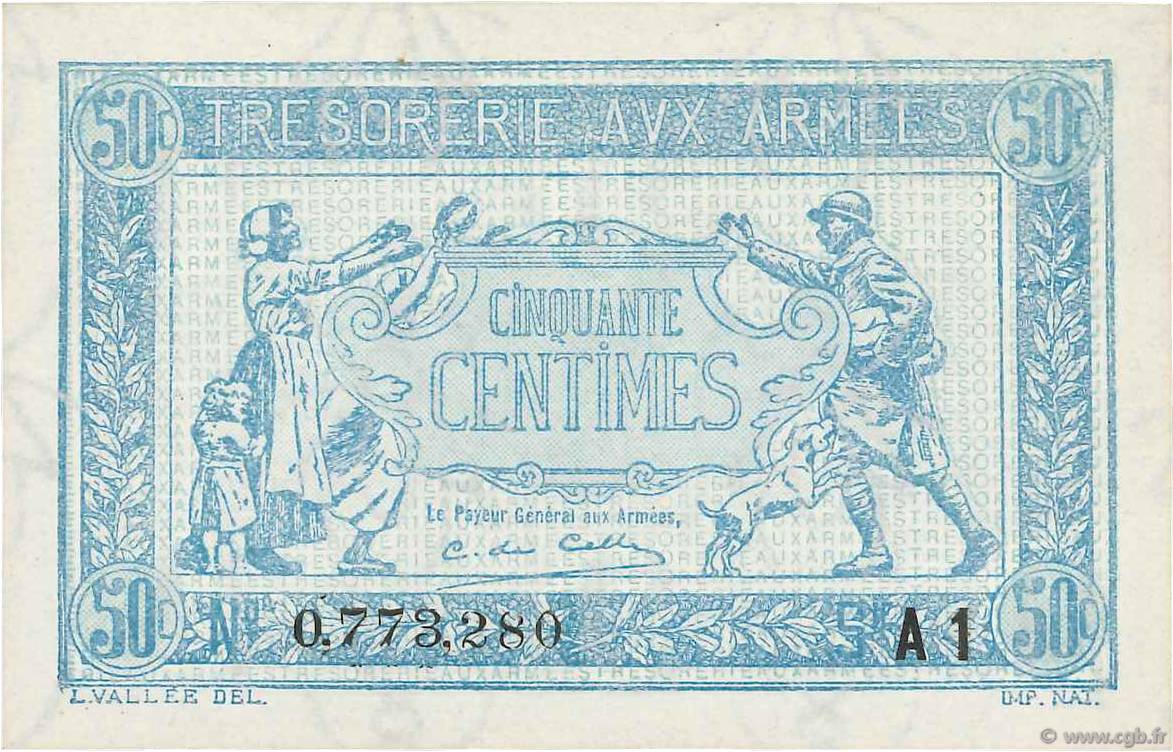 50 Centimes TRÉSORERIE AUX ARMÉES 1919 FRANCE  1919 VF.02.10 pr.NEUF