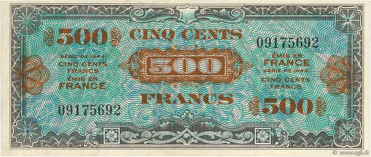 500 Francs DRAPEAU FRANCE  1944 VF.21.01 TTB