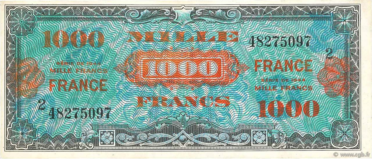 1000 Francs FRANCE FRANCE  1945 VF.27.02 TTB+