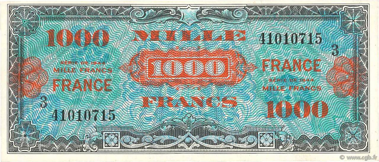 1000 Francs FRANCE FRANCE  1945 VF.27.03 XF