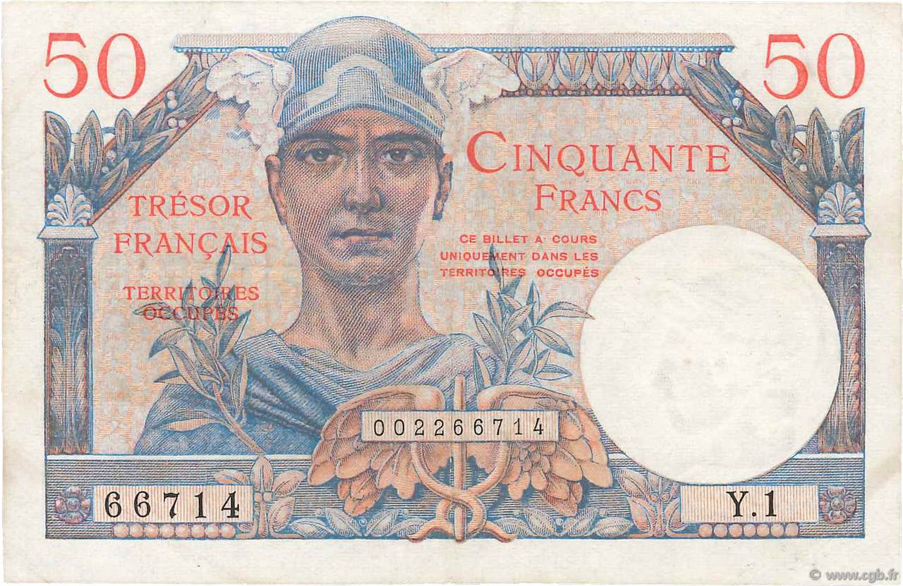 50 Francs TRÉSOR FRANÇAIS FRANCIA  1947 VF.31.01 BC+