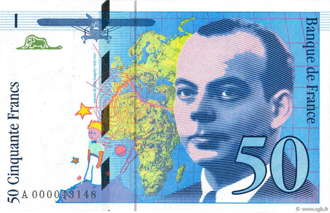 50 Francs SAINT-EXUPÉRY FRANCE  1992 F.72.01aA UNC