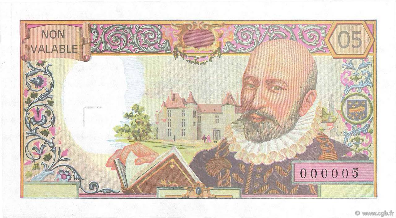 05 Francs MONTAIGNE échantillon Échantillon FRANCE  1987 EC.1987.01a SPL+