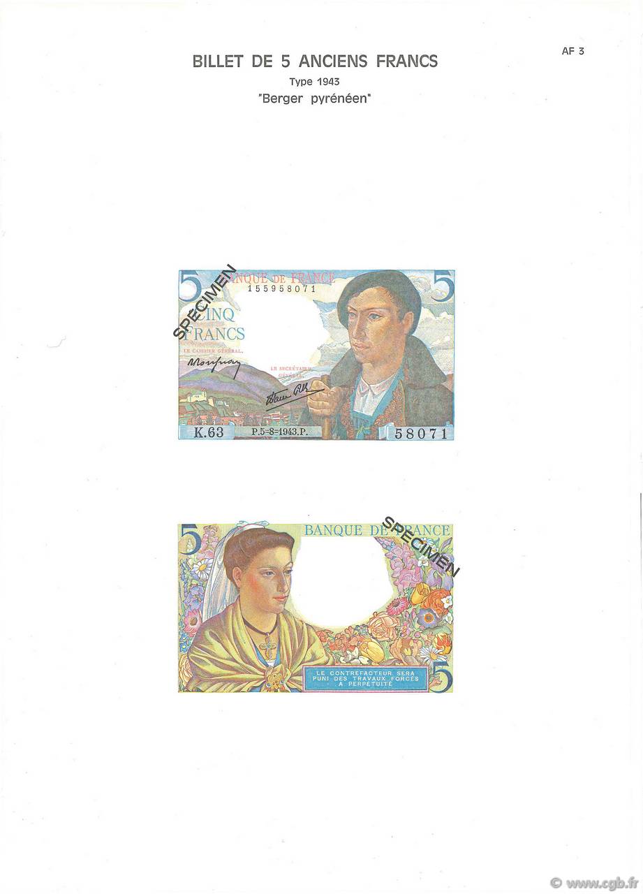 5 Francs BERGER Planche FRANCE  1975 F.05pl pr.NEUF