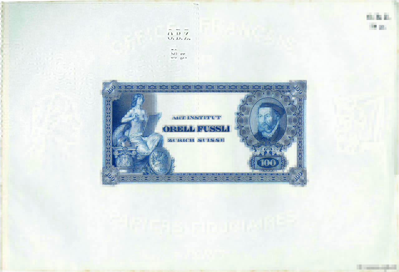 100 Francs Suisse Épreuve SUISSE  1935 P.- fST
