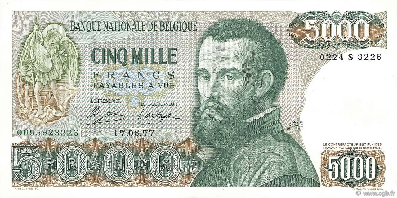 5000 Francs BELGIQUE  1977 P.137a NEUF