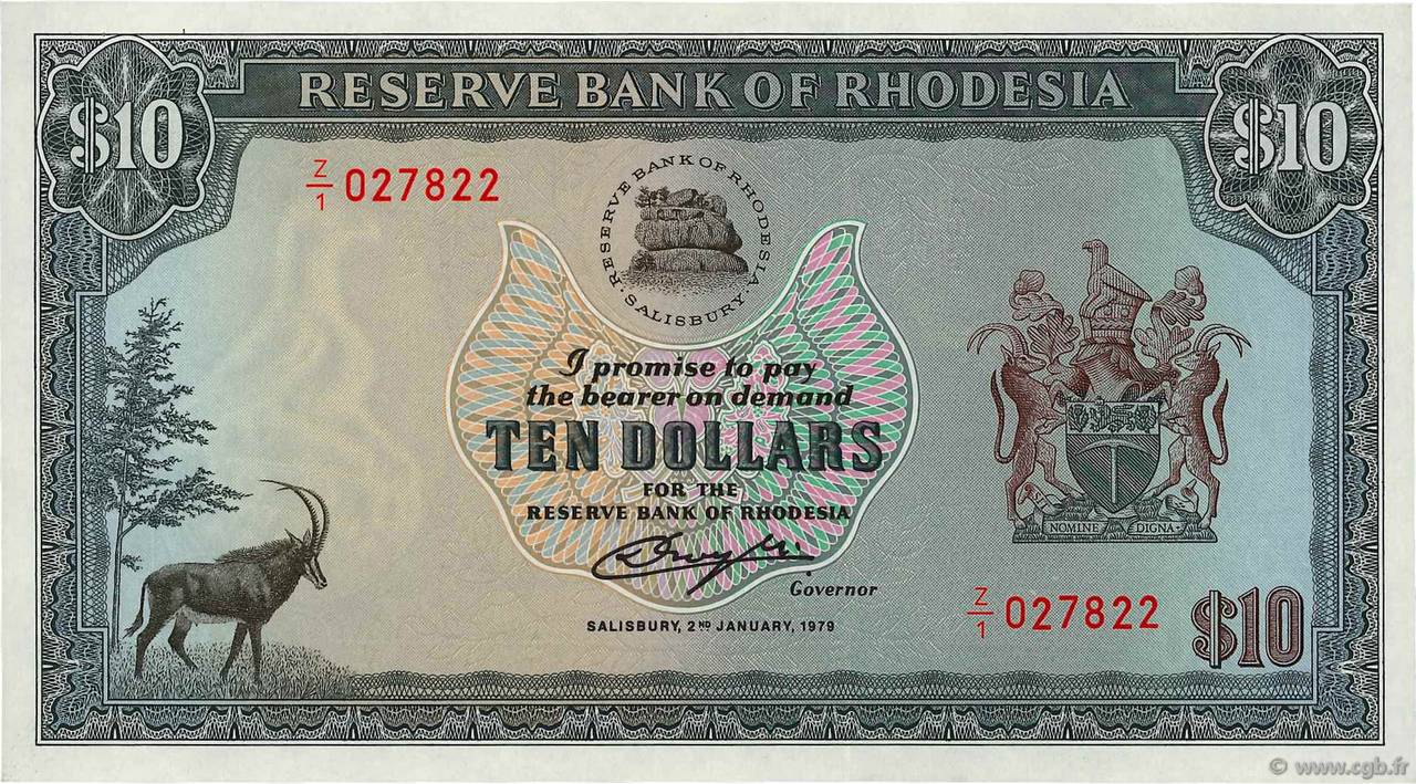 10 Dollars RODESIA  1979 P.41a SC+