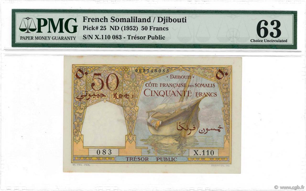 50 Francs YIBUTI  1952 P.25 SC+