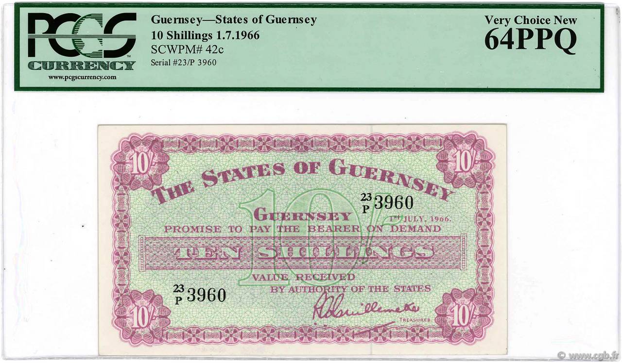 10 Shillings GUERNSEY  1966 P.42c UNC