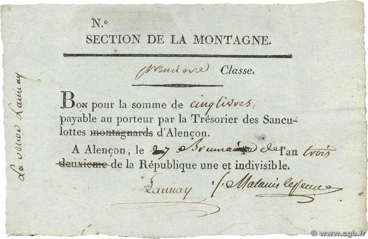 5 Livres FRANCE  1794 Kol.61.96var SUP