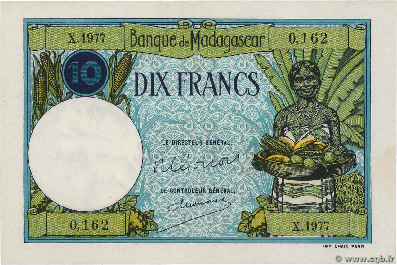 10 Francs MADAGASCAR  1948 P.036 UNC-
