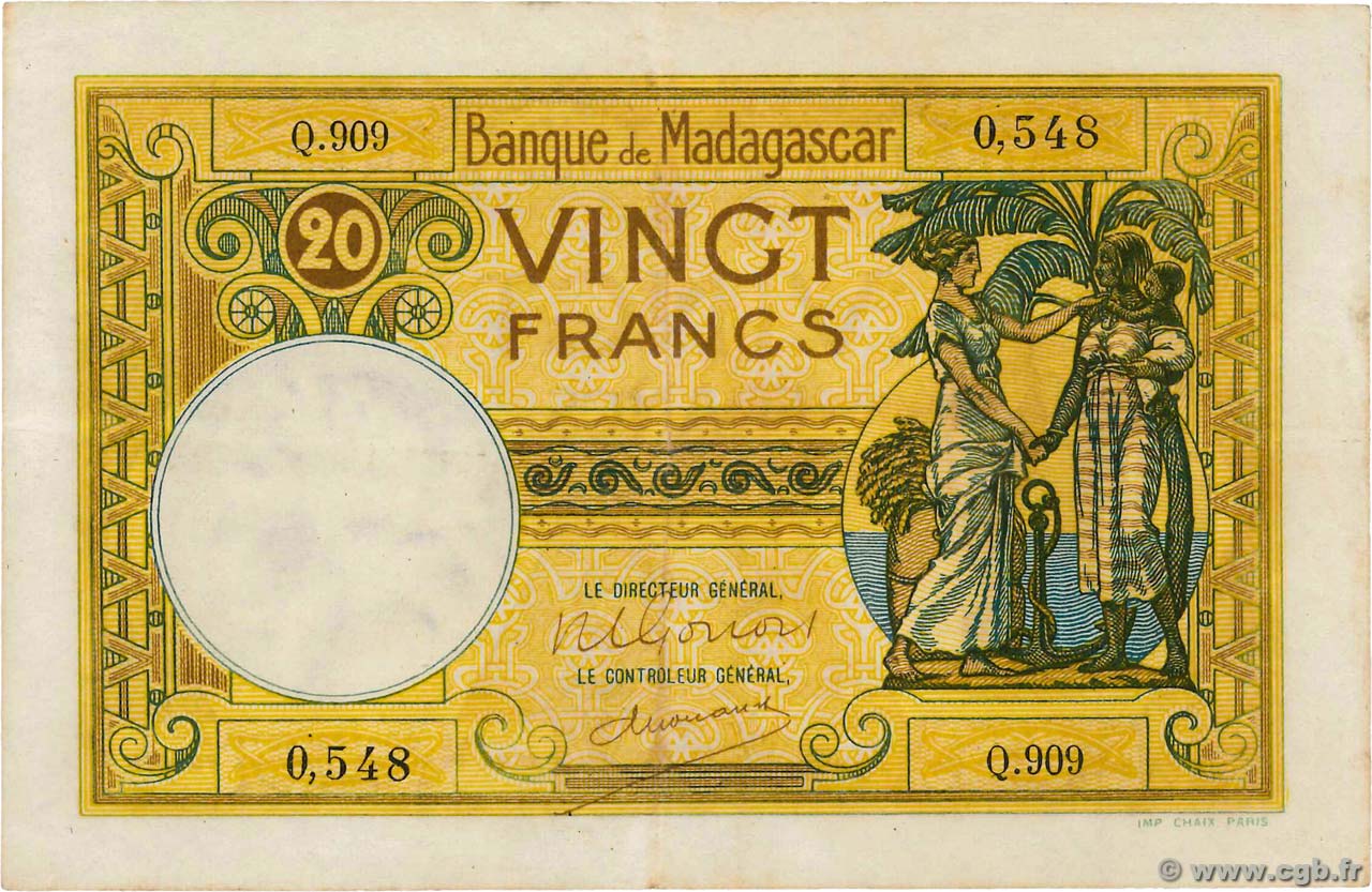 20 Francs MADAGASCAR  1948 P.037 pr.SUP