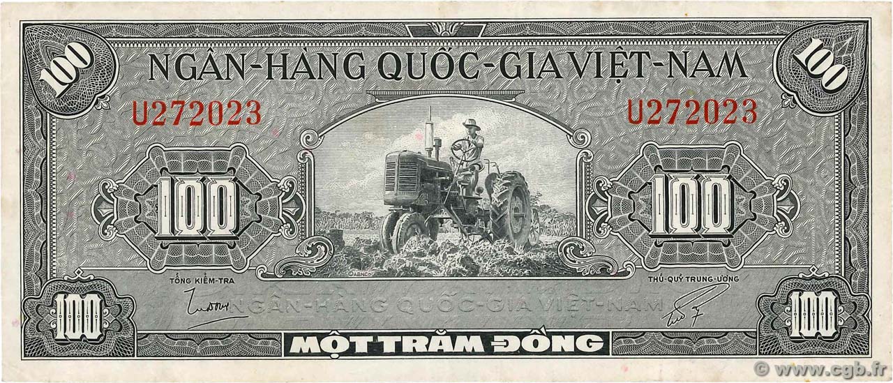 100 Dong VIET NAM SOUTH  1955 P.08a VF