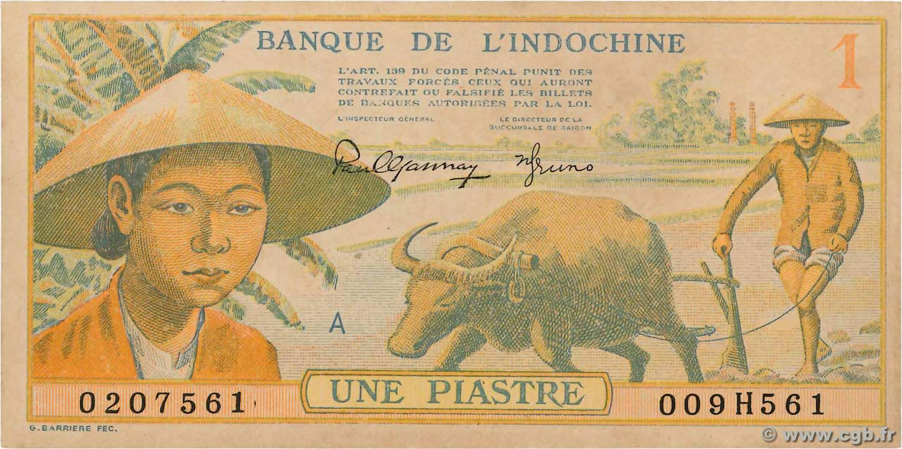 1 Piastre INDOCHINE FRANÇAISE  1942 P.074 pr.NEUF