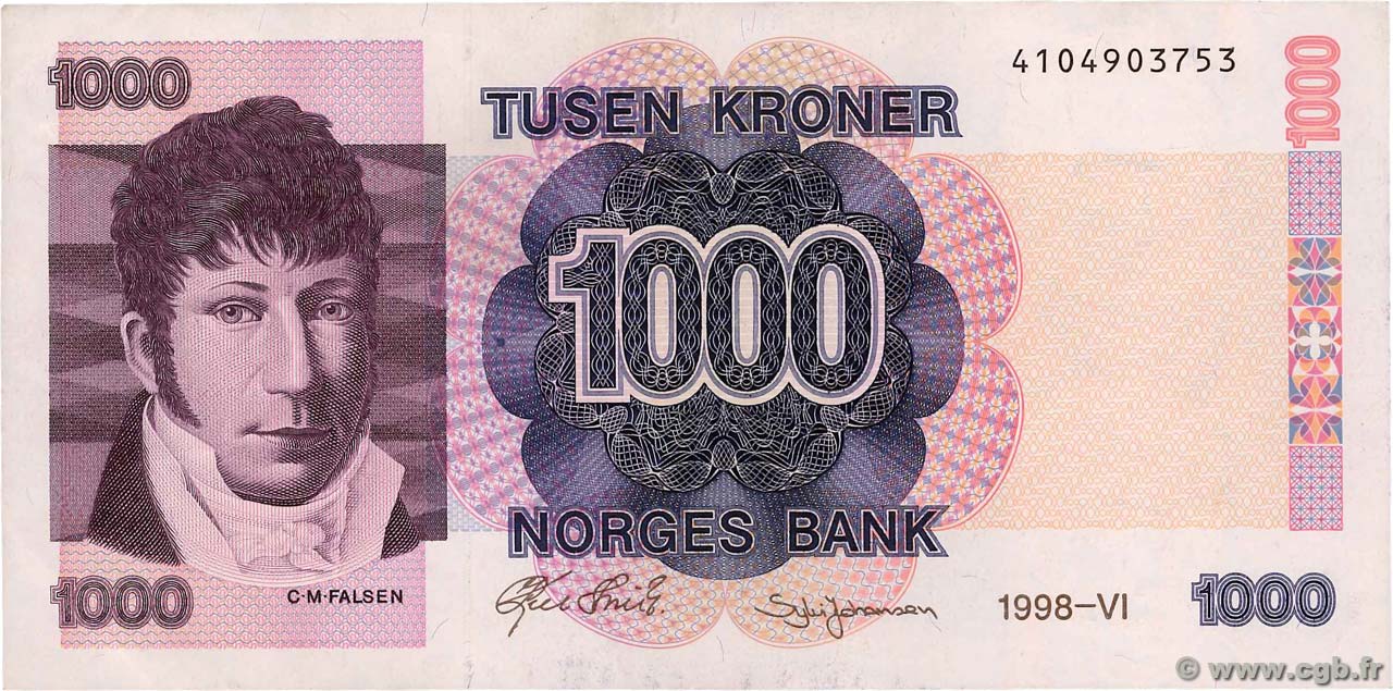 1000 Kroner NORVÈGE  1998 P.45b MBC