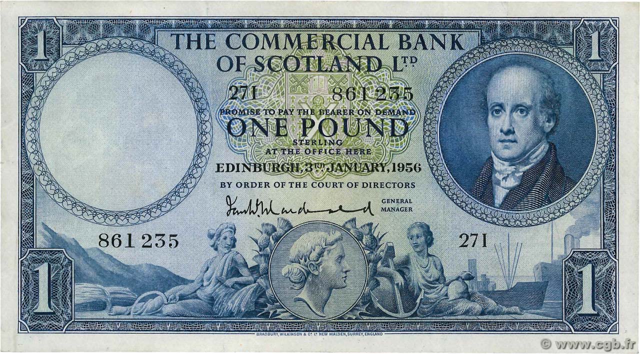 1 Pound SCOTLAND  1956 PS.336 VF+
