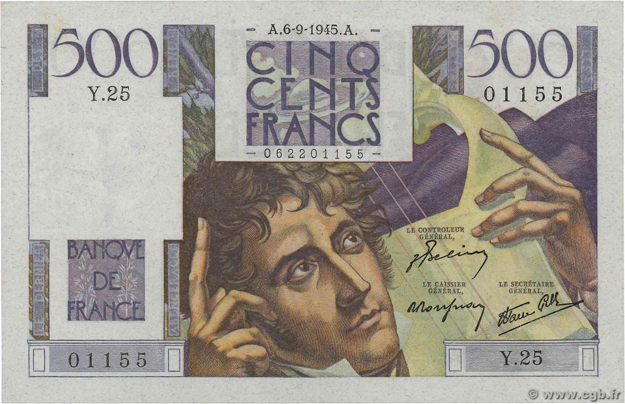 500 Francs CHATEAUBRIAND FRANCE  1945 F.34.02 pr.SUP