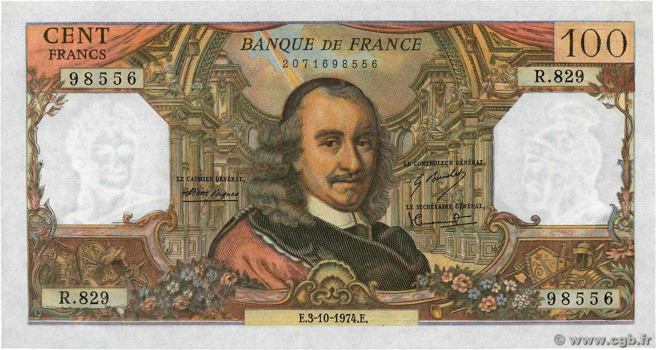100 Francs CORNEILLE FRANCIA  1974 F.65.47 SC