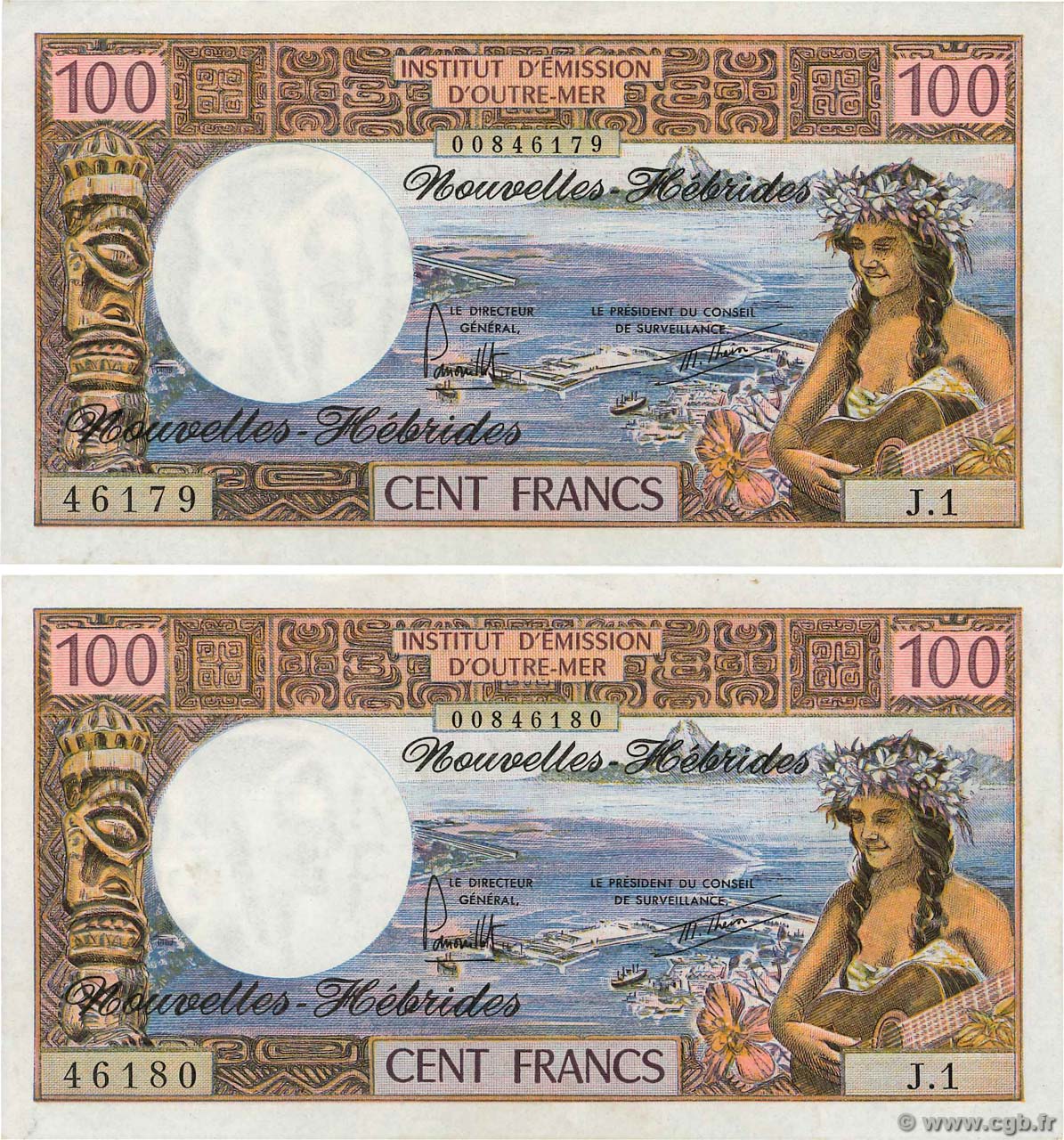 100 Francs Consécutifs NOUVELLES HÉBRIDES  1977 P.18d SUP+