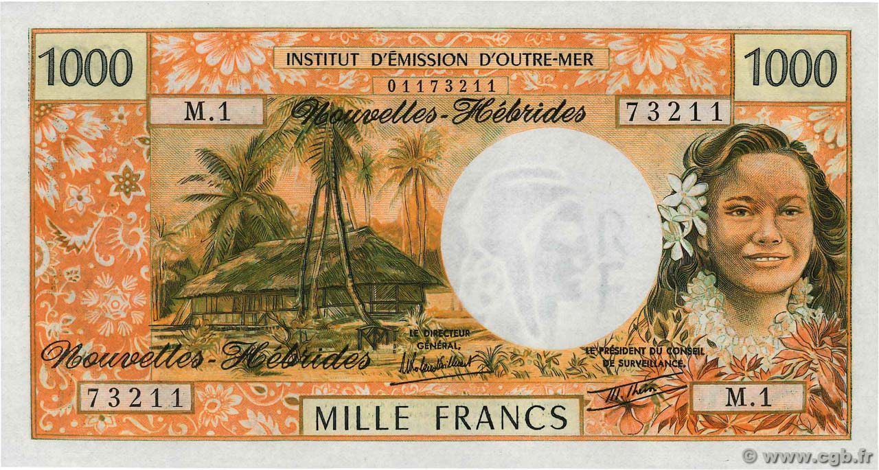 1000 Francs NUEVAS HÉBRIDAS  1980 P.20c FDC