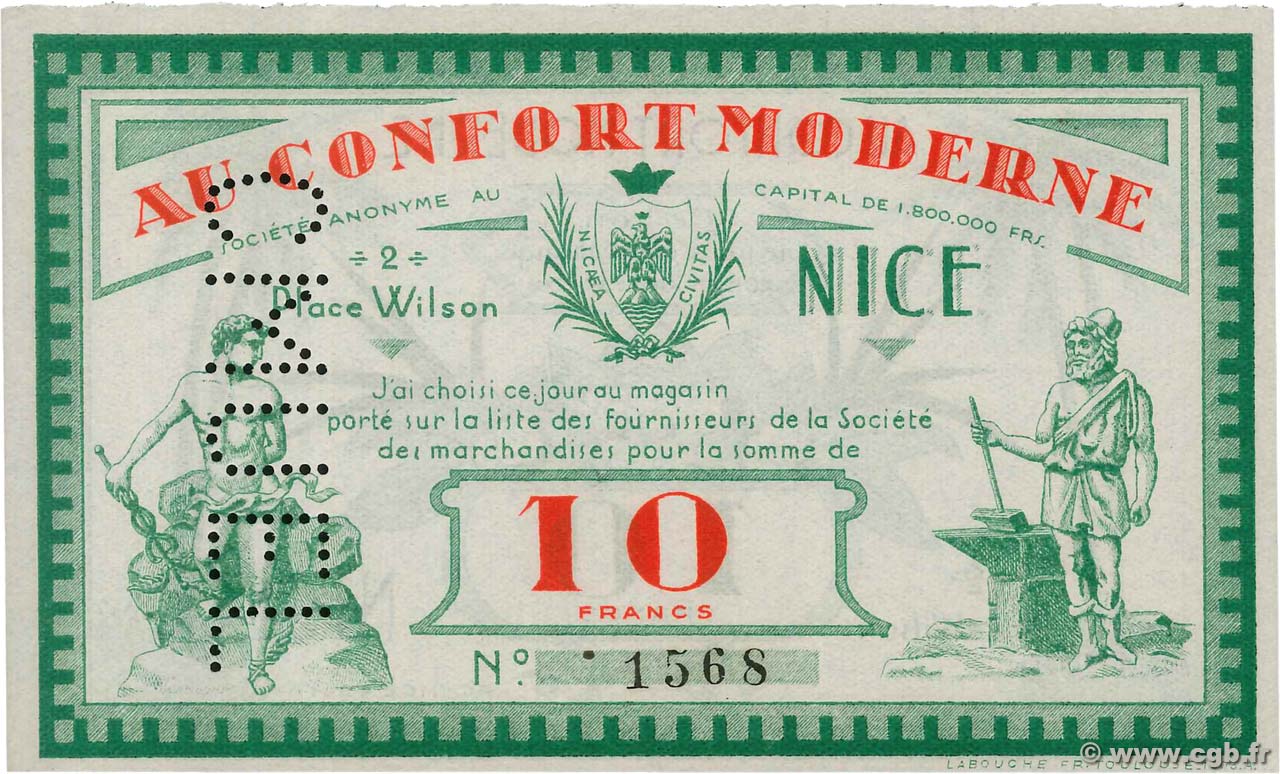 10 Francs FRANCE régionalisme et divers Nice 1930  NEUF
