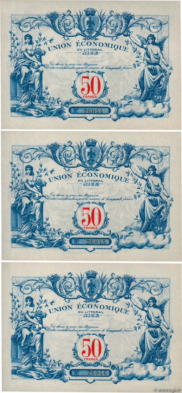 50 Francs Consécutifs FRANCE régionalisme et divers Nice 1930  NEUF