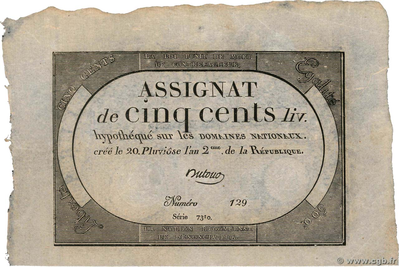 500 Livres FRANCIA  1794 Ass.47a EBC+
