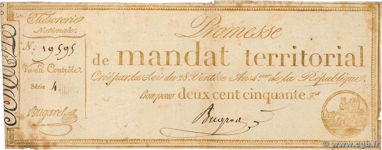 250 Francs avec série FRANCE  1796 Ass.61b VF