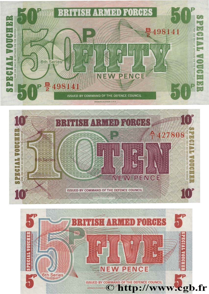 5, 10 et 50 New Pence Lot ANGLETERRE  1972 P.M047, P.M048 et P.M049 NEUF