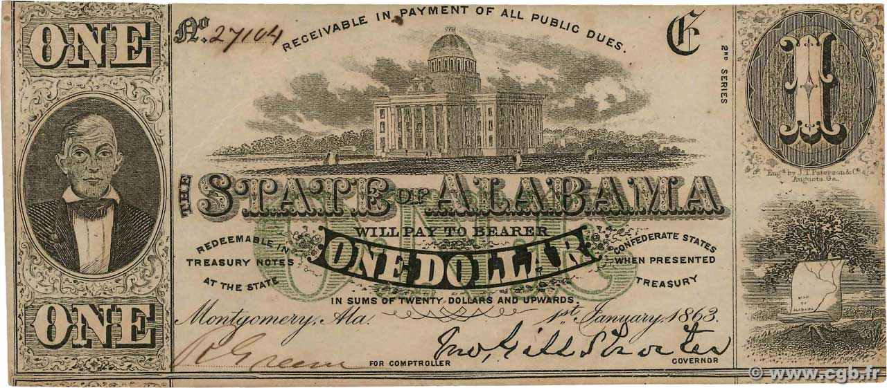 1 Dollar STATI UNITI D AMERICA Montgomery 1863 PS.0213b SPL+